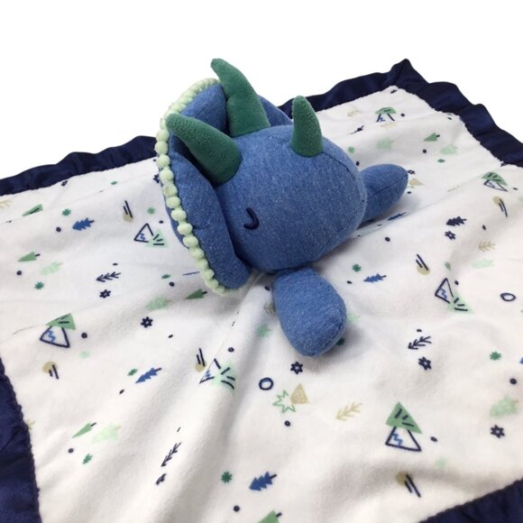 Cloud Island Triceratops Dinosaur Lovey Security Blanket Plush Satin Blue Target - Picture 2 of 5